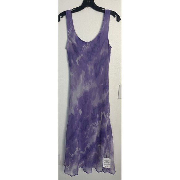 ASOS DESIGN Petite chiffon scoop neck midi slip dress purple tie dye print 2 New - Picture 2 of 16